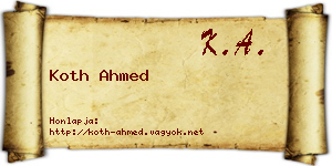 Koth Ahmed névjegykártya